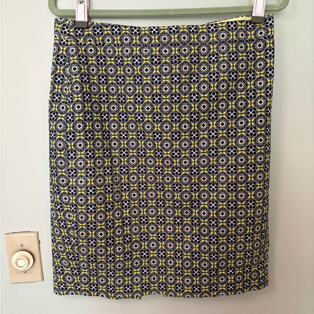 J. Crew Navy and Yellow Pencil Skirt 6